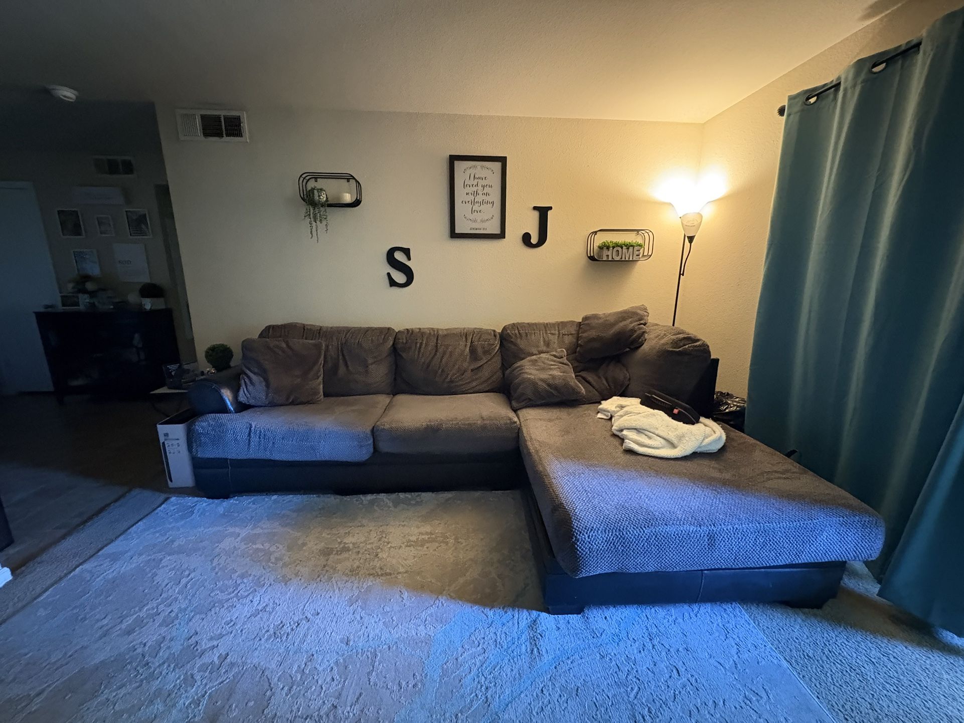 Grey/Black microfiber couch 