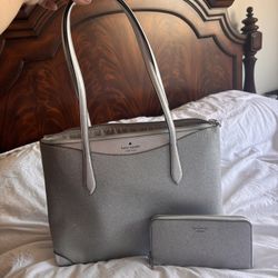 Kate Spade Sparkly Silver Tote with Wallet