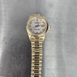 ROLEX - Ladies 18kt Gold Datejust PRESIDENT White Arabic 69178 - SANT BLANC