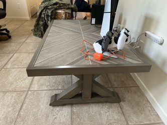 COFFEE TABLE  METAL/CERAMIC TAUPE GRAY