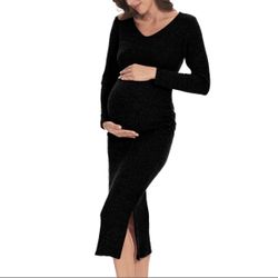 LAHILO Long Sleeve Maternity Sweater Dress Medium
