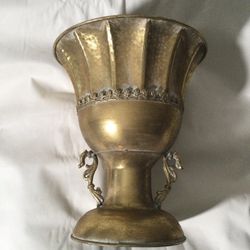 Antique Metal Rustic Flower Vase 14” Tall