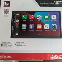 Dual Electronics XDCPA73W 7 inch Car Stereo, Double DIN, Wired and Wireless Apple CarPlay, New
