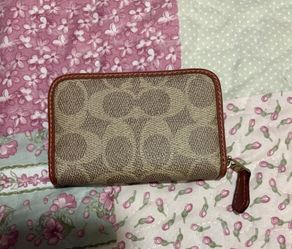 Coach Small Zip Around Card Case in Signature Canvas