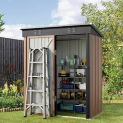 (brand New in sealed box) 3x5 Ft Metal Storage Shed - brown