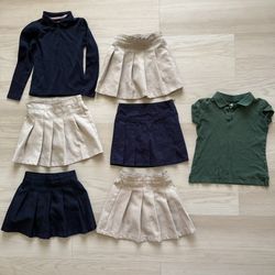 Lot of Kids Uniform Shirts/Tops  and Skirts (skorts), Size 6 Girls