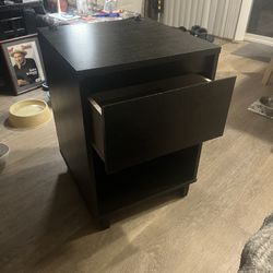 Great Moving Deal Good Condition Black Nightstand Or End Table With Drawer And Bottom Shelf 