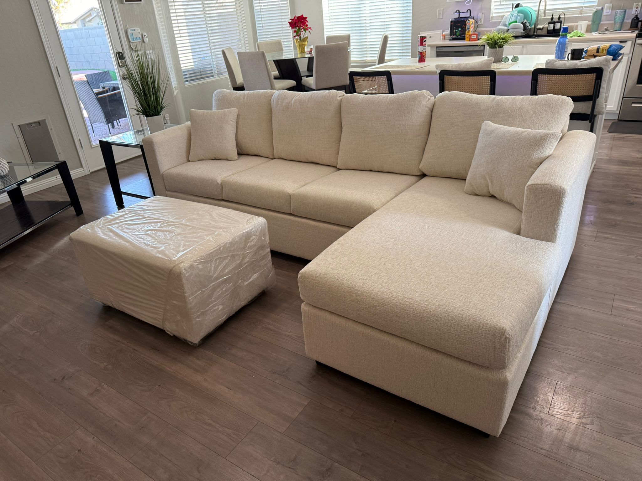 Brand New Cream Sectional With Free Ottoman