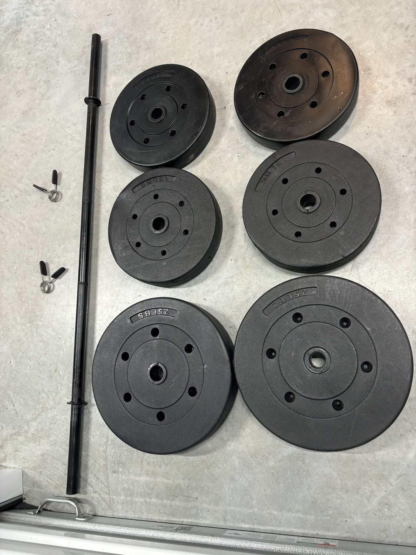 Weights And Bar. Exercise Equipment 