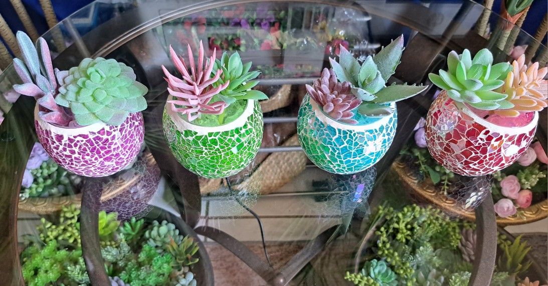 Succulent Collection : The Multi-Mosaic (4-Vase Package) @ Lasting Creations