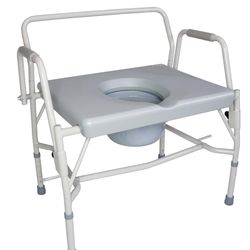 DMI Drop Arm Portable Toilet Commode, Extra-Wide Seat, 500 Pound Weight Capacity, Bucket with Lid Included, Adjustable Legs, Elderly Assistance Produc