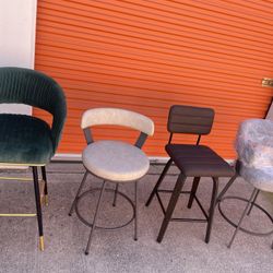 Box of 2 Swivel Bar Stools Higher 30”and 26”,Bar Stool Counter Stools Barstools, Grey, Brown. Beige,Green  