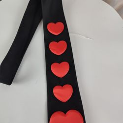 Men's Black Valentine's Tie With Hearts 