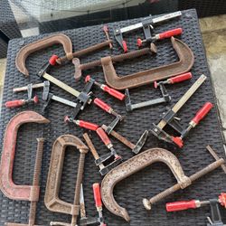 Lots Of 15 Vice Grips, Industrial C Clamps Vices 