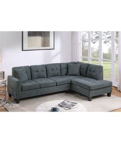 New! Grey Sectional Sofa With Tufted Buttons, Sofa, Sectional, Ash Grey Sectional, Small Living Room Sectional, Apartment Sofa, Couch, Sectionals,Sofa