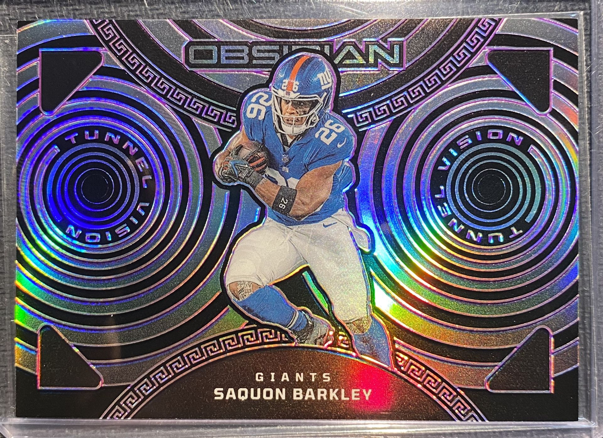 2023 Saquon Barkley Obsidian Tunnel Vision Purple Electric Etch Giants Eagles 