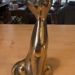 Vintage Mid Century Modern Brass Siamese Cat Statue Figurine