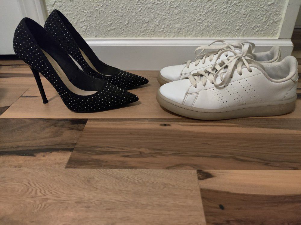 Two Pairs Women Shoe, Zara and Adidas Almost New Size 7 $15 Total