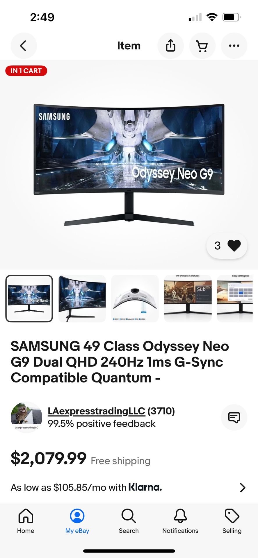 Samsung Odyssey G9 49” Neo Mini LED Curved Monitor