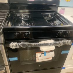 New Scratch And Dent GE 4 Burners Gas Stove In Black 6 Months Warranty 