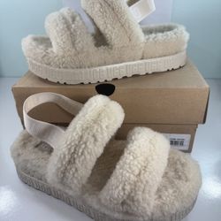 Ugg Women's Oh Fluffita flatform Sheepskin Sandals Slippers 1120876 - size 9