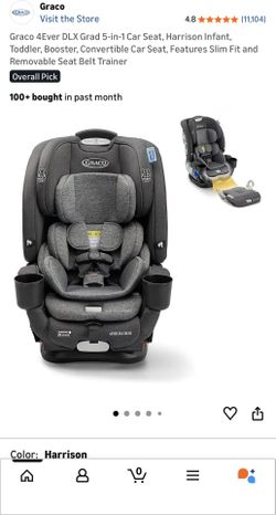 Graco 4Ever DLX Grad 5-in-1 Car Seat, Harrison Infant, Toddler, Booster, Convertible Car Seat, Features Slim Fit and Removable Seat Belt Trainer