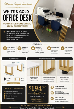White & Gold Office Desk