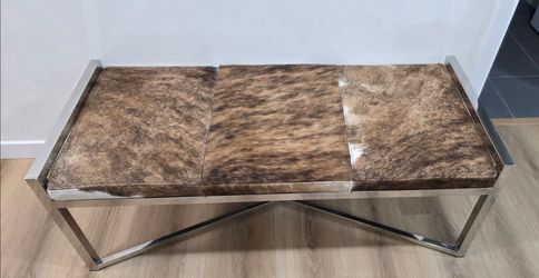 Diamond Sofa Metal Cowhide Bench 48" x 20" × 18'