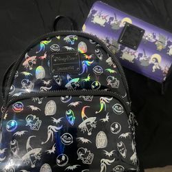 Loungefly Nightmare Before Christmas back pack and wallet