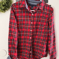 Tommy Hilfiger Red and Black Plaid Shirt