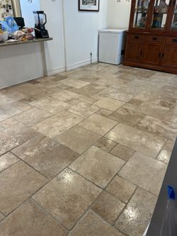 Travertine Bathroom & Kitchen Floor Restored