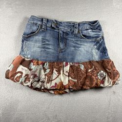 Vintage Baby Phat Women’s 3 Denim Mini Skirt Short Embroidered Floral 90s #2148
