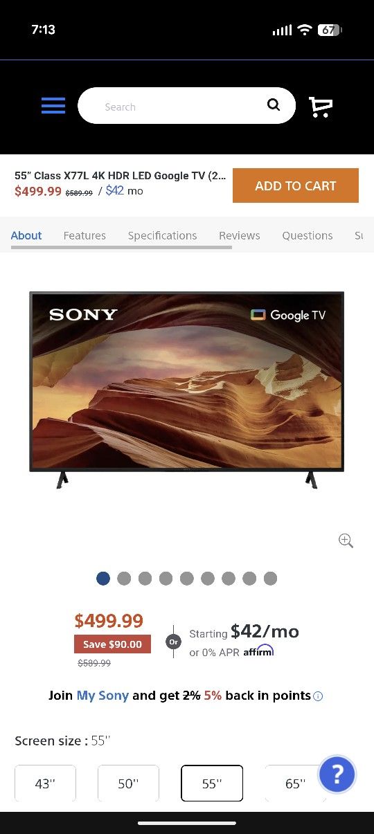 55" Class X77L 4K HDR LED Google TV