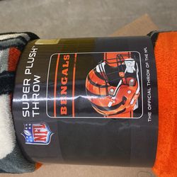 CINCINNATI BENGALS MICRO FLEECE SUPER PLUSH THROW BLANKET 46" X 60" BRAND NEW!