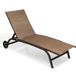 Outdoor Aluminum Chaise Lounge Chair with Wheels & 5 Position Adjustable Backrest