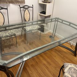 Dining Table- Glass- Metal 