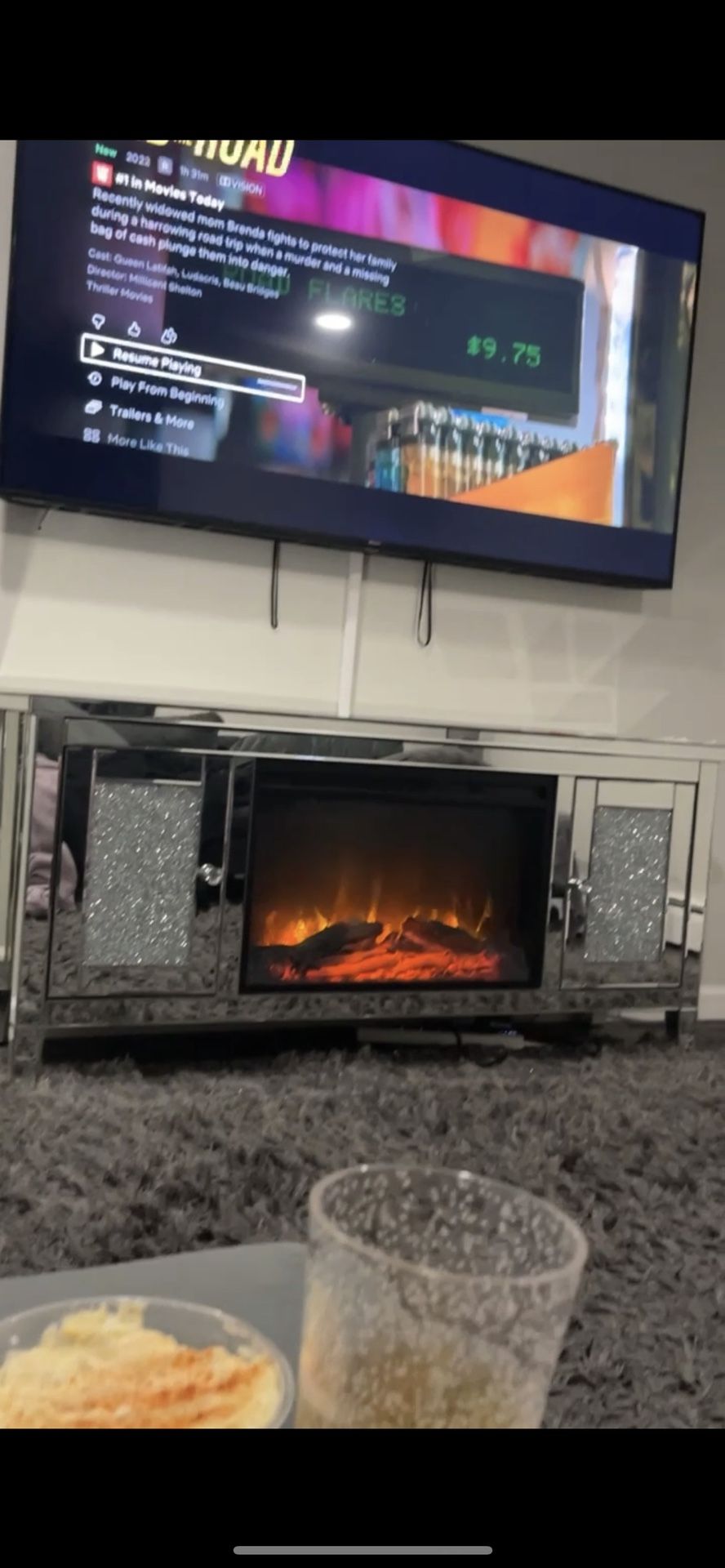 Silver crystal fire place