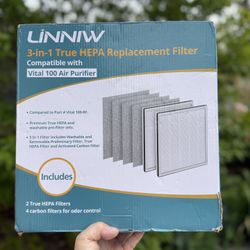 2 Pack Vital 100 True HEPA Replacement Filter Compatible with LEVOIT Vital 100 Air Purifier, H13 and High-Efficiency Activated Carbon Set #100-RF