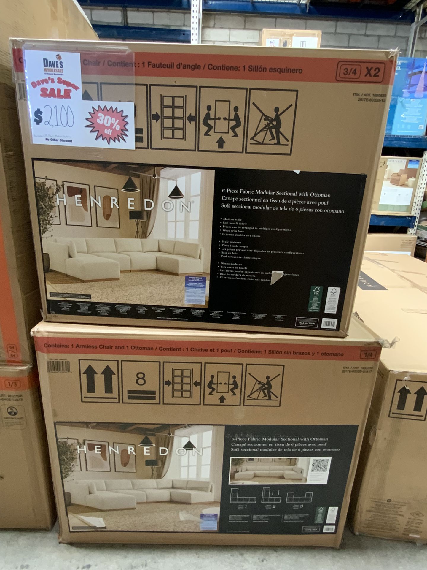 Henredon Murphy Fabric Modular Sectional with Ottoman