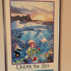Christian Riese Lassen Little Mermaid Under the Sea Poster Framed Disney Rare