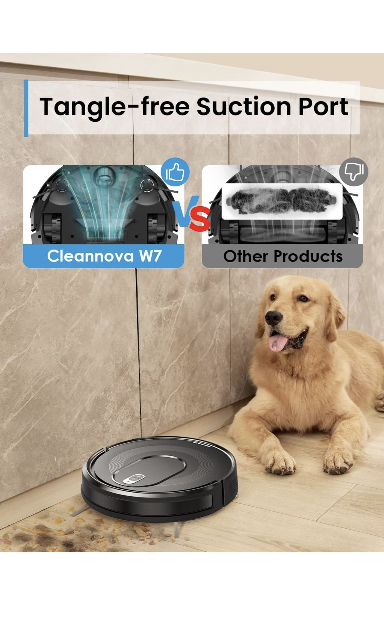 W7 Robot Vacuum and Mop Combo, 2 in 1 Mopping Robotic Vacuum Cleaner with Watertank and Dustbin, Self Charging, Slim, Max 120mins Runtime for Hard Flo