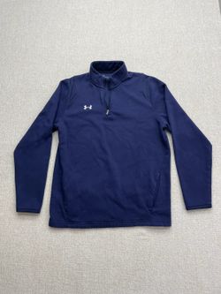 Under Armour ColdGear 1/4 Zip Pullover Mens M Navy Blue Loose Fit Fleece