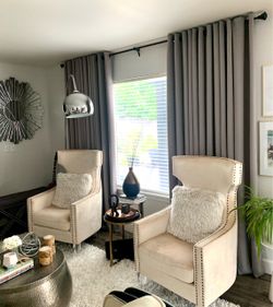 Grey Curtains with Rods Included
