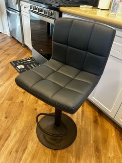 Black Faux Leather Adjustable Bar Stool