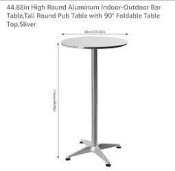 2 High Round Aluminum Bar Tables+ Table Cloth