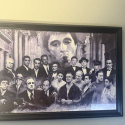 Gangsters Mob Mafia Montage Scarface Framed Canvas Home Decor Wall Art