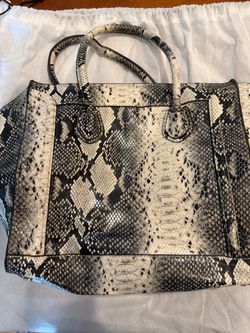 Snake Print Leather Tote Bag