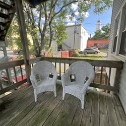 Two Wicker Chairs (w Custom New Cushions)