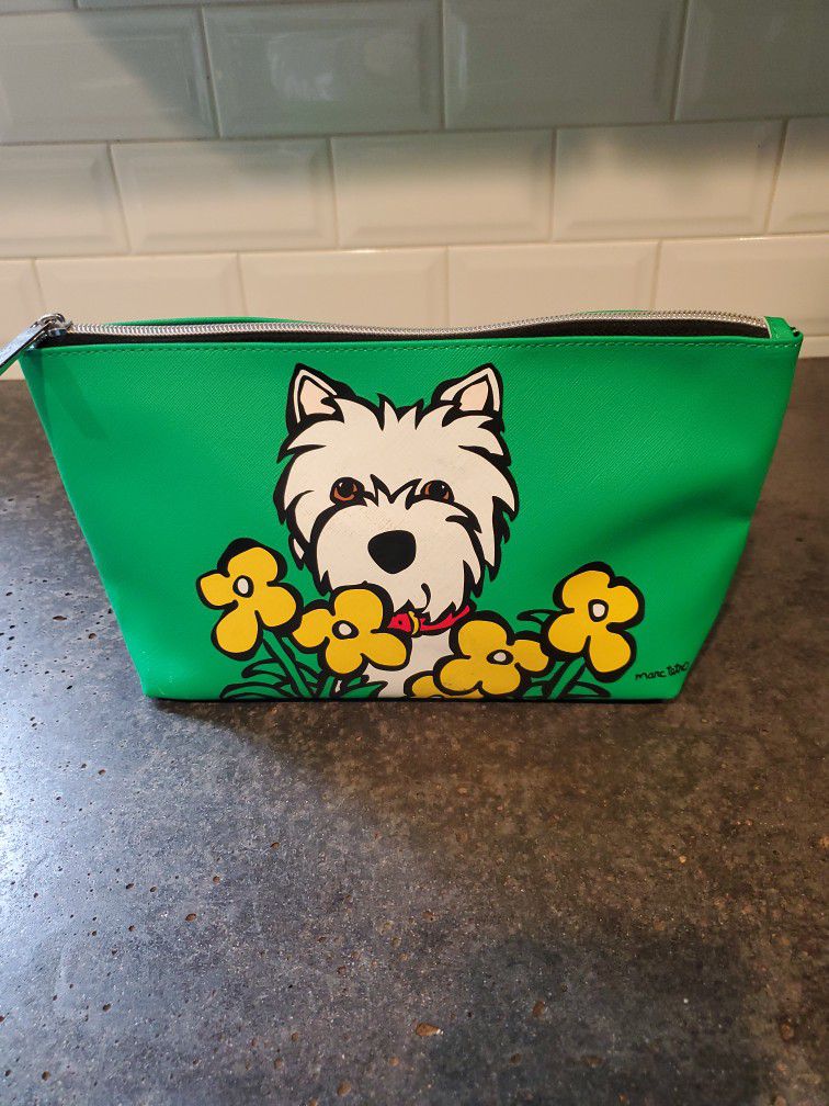 Marco Tetro Westie cosmetic bag, west highland terrier green. 