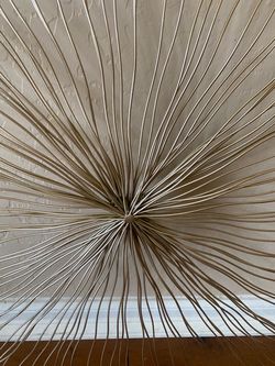 Gold metal starburst abstract 28 inch square wall hanging. Modern/ Bo Ho / cottage/ rustic.